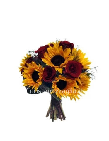 girasoli.rose rosse bouquette se disponibili i girasoli